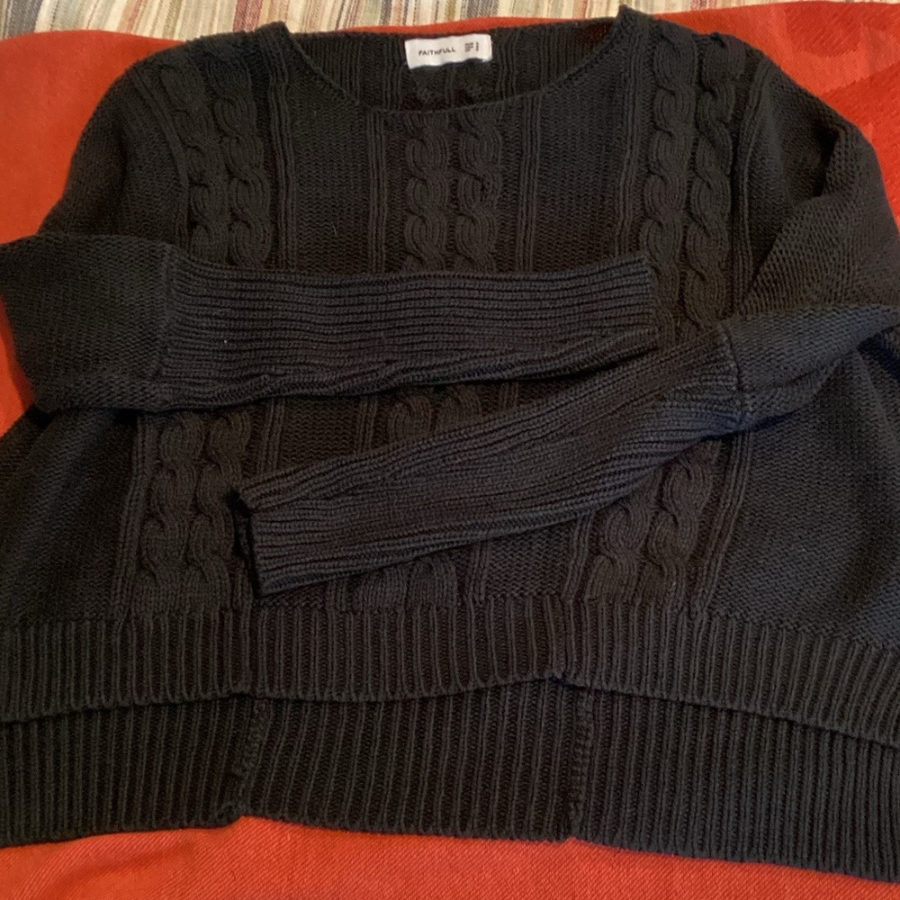 Faithfull The Brand Elegant Black Cable Knit Sweater NWOT